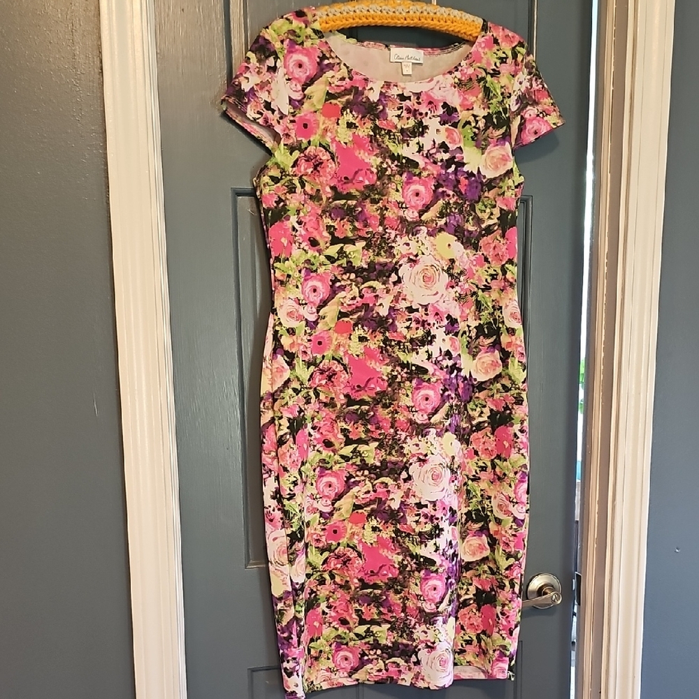 Olivia Matthews Pink Floral Midi Dress